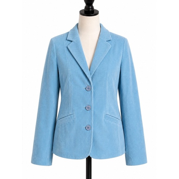 L.L. Bean Jackets & Blazers - NWOT L.L. Bean Corduroy Blazer Jacket 6 Petite Blue 3 Button Cotton Spandex